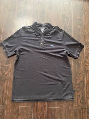 Tommy Bahama Black Polo with Blue Marlin Logo